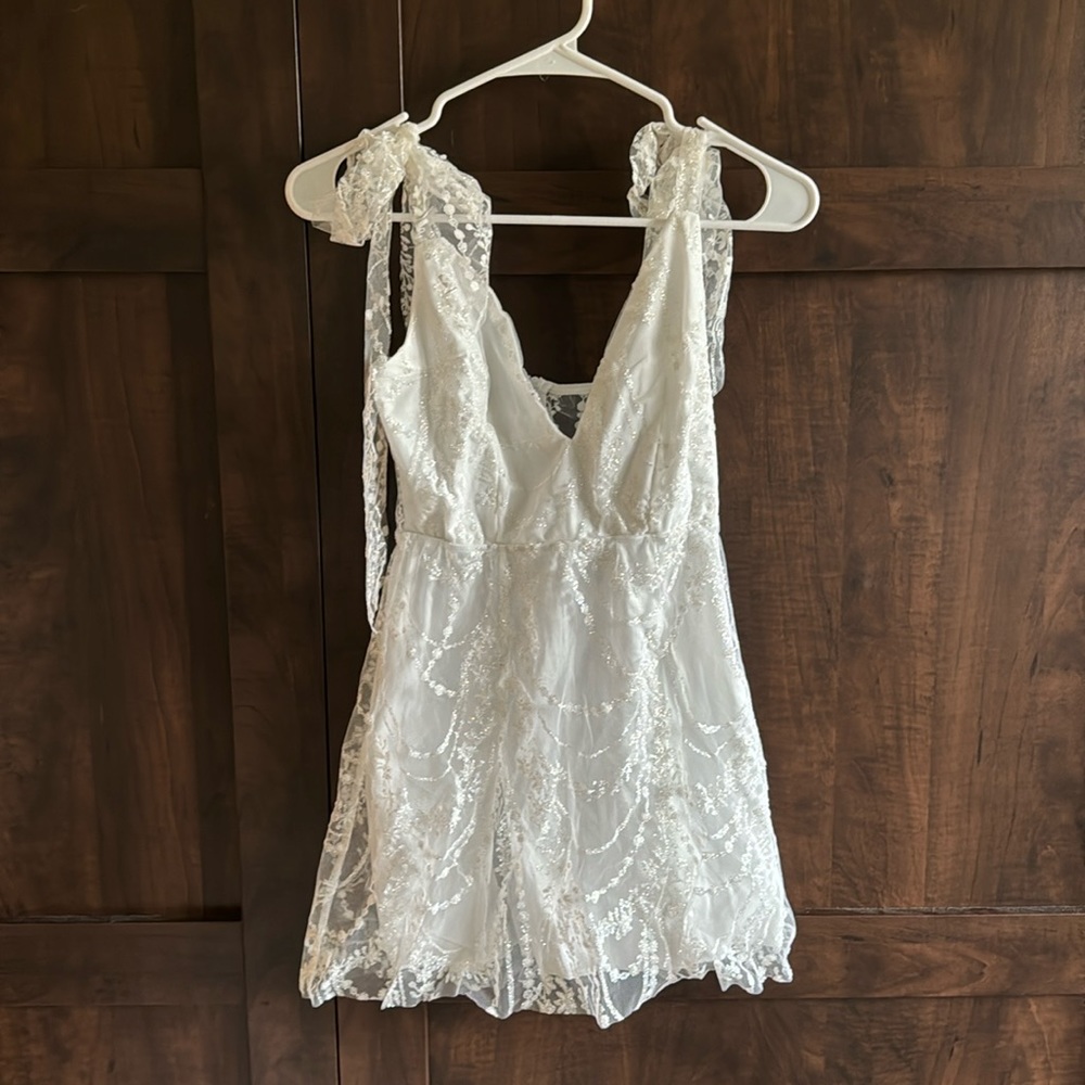 lucy in the sky white sparkle dress